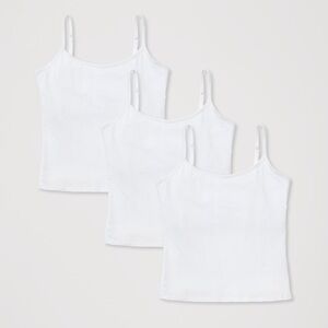 White Spaghetti Strap Tank Tops - Pack of 3